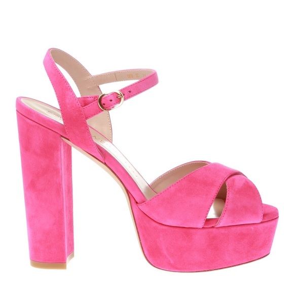 Stuart Weitzman Fuchsia Suede Platform Heel - Picture 8 of 8
